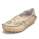 Women Flats Shoes New Moccasins Lady Genuine Leather Footwear Mother Loafes Flower Shoes Woman Soft Sole Ballet 43