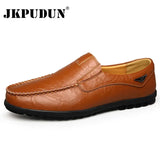 Leather Men Casual Shoes Luxury Brand 2019 Mens Loafers Moccasins Breathable Slip on Black Driving Shoes Plus Size