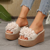 Breakj New Thick-Soled Slippers Women's Shoes Large-Size One-Size-Type Flower Waterproof Table Thick-Soled