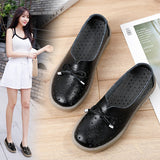 2021 Genuine Leather Shoes Hollow Out Women Ballet Flats Summer Women's Solid Soft bottom Shoes Woman Slip On