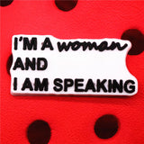 Sale 1pcs Rights Protection Shoe Charms Woman Speaking Shoe Accessories Decoration Fit Croc Jibz Kids Party Gifts
