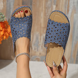 Breakj 2025 Summer New Simple Leisure Flowers Hollow PU With Women's Slopes And