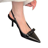 Breakj Apricot Pointed Head Sandals Shoes 2025 Spring And Summer Temperament Black Leather Shoes Shallow
