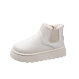 Boots, Winter Warmth, Students' Large Cotton Shoes, 2024 New Solid Color Elastic Belt Flat-Soled Short Cotton