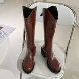 Cowboy Mid-Calf Boots Ladies Embroidery Pointed Toe Chunky Heel Women Boot Female Slip On Retro Vintage Western