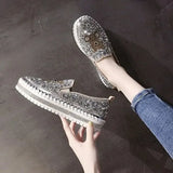 Womens Loafers Shoes Female Footwear Clogs Platform Casual Sneaker Crystal Round Toe Modis Slip-on Big Size Dress New Creepers