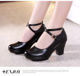 New 2022 Fashion Women Pumps With High Heels For Ladies Work Shoes Dancing Platform Pumps Women Genuine Leather Shoes Mary