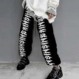 Elastic Waistband Loose Harem Embroidery Tie Dye Contrast Jogger Pant Women Man Streetwear Korean Harajuku Punk Hip
