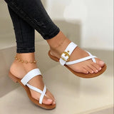 Summer Women Sandals Metal Decoration Flip Flops Clip Toe Casual Ladies Sandals Flat Footwear Outdoor Beach Women's