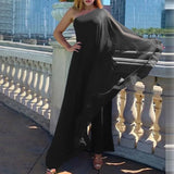 Celmia Summer Party Jumpsuit Women Elegant Chiffon Covering Casual Wide Leg Rompers Fashion One Shoulder Sleeveless