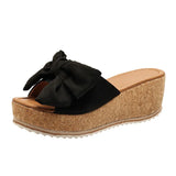 Breakj Bow Cold Slippers Women 2025 Summer New Comfortable Loose Cake Thick-Bottomed Slippers