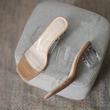 2021 Sandals For Women PVC Slippers Women's Strange Style High-heeled Sandals Transparent Thin Heel Shoes Large