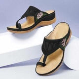 Breakj Flower Toe Slippers Female Slippers Slope With Thick Bottom Flip-Flops Stitching Female Clip