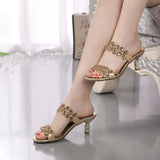 New Water Drill Sandals Women Wear Slippers With Mid-Summer Heel Fashion Crystal Anti-Skid Fishing