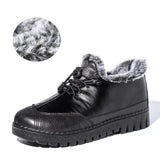Flat Shoes Woman PU Leather snow boots women mom shoes women's winter shoes Female Casual winter boots soft Women's