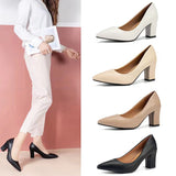 Breakj Single Shoes Women's Coarse Heel 2025 Autumn New Pointed Work Shoes Shallow One-Foot Pedal Korean Version Of High Heel