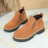 Breakj Round Head Side Zipper Martin Boots Short Boots Coarse And New Autumn And Winter Large-Size Women's Short