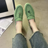 Breakj Summer New Sweet Women's Flat Shoes Bean Shoes Autumn Lazy Solid Color Round Head Single Shoes Women 42 Large