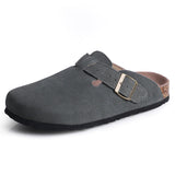 Autumn Women's Closed Toe Slippers New Suede Leather Yellow Mule Clogs Cork Sandals For Women Garden Clog