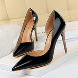 Breakj Metallic High Heels With High Heels Shallow Pointed Side Hollow Out Sexy Nightclub Women's Singles