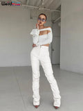 Puss Faux Leather Pants Cyber Y2K Vintage Stacked Zipper Side Slit Drawstring Pencil Pants Trend Streetwear Slim