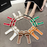 Slippers Women 2025 Summer New Flat Bottom Large-Size Drag Fashion Belt Buckle Toe