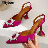 2022 Brand Women Pumps Fashion Crystal Slingback High heels Summer Comfortable Triangle Heeled Party Wedding Bride