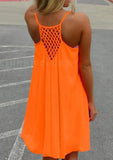 Chiffon Mini Dress Women Summer Beach Sleeveless Fluorescence Female Clothing