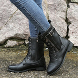 Breakj And Winter New Lady Martin Boots Front With Solid Color Low-Hee Color Boots Large