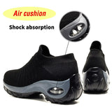 Tennis Shoes Air Cushion 5CM Height Increase Sports Sneakers Breathable Female Walking Sock Shoes Thick Bottom