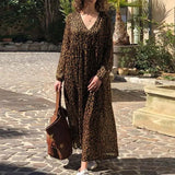 Summer Maxi Dress Women's V Neck Sundress ZANZEA Sexy Leopard Beach Bohemian Print Vestidos Female High Waist Robe