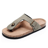 Women Cork Slippers PU Leather Woman Sandals Fashion Flip Flops For Women Mule Clogs Slippers Female