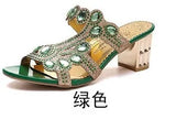 Fashion Rhinestone Thick With Slippers Female Summer High With Cool Drag 42 Yards New Set Diamond Hollow Out High With Cool