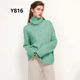 Autumn Winter Women Knitted Turtleneck Wool Sweaters 2021 Casual Basic Pullover Jumper Batwing Long Sleeve Loose
