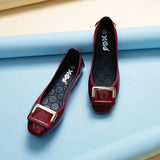 Autumn Women Soft ballet Flat Shoes PU Leather Square Buckle Womens Foldable Loafers Woman Green