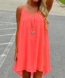 Chiffon Mini Dress Women Summer Beach Sleeveless Fluorescence Female Clothing