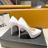 Breakj And Autumn 12 Cm High Heel Waterproof Shoes Children's Patent Leather Women's Shoes 2025 New Spring And Autumn Single Shoes Women's