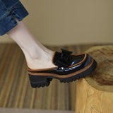 Breakj And Summer 2023 Square Bow British Baotou Half Slippers Women's Color Platform Outside Wear Cool Drag Muller