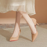 Air Red Bottom Bare High-Heeled Shoes 2025 Summer New Sharp Leather Sexy Fine Heel French Single