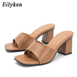 2022 New Women Slipper Summer Outdoor Sandal Square High Heel Slip On Flip Flop Elegant Women Slides Sandal size 41