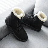 2022 Women Winter Snow Boots Warm Flat Plus Size Platform Lace Up Ladies Women's Shoes New Flock Fur Suede Ankle Boots