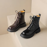 Old Model Continues To Produce ~ Autumn And Winter Sheep Leather Martin Boots Women's Lace-Up With Thick Anti-Slip Short Boots Women's Thick Heel Wool
