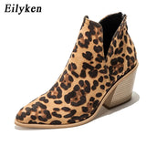 Autumn Winter Casual Western Cowboy Ankle Boots Women Snake Cowgirl Booties Short Cossacks Botas High Heels