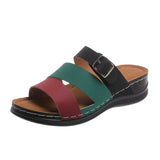 Breakj Slope And Thick Bottom Cool Slippers Female 2025 Summer New Open Toe Large Size One-Word Beach