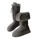 Breakj Snow Boots Women 2025 New Winter Tie With Two Long Boots Plus Velvet Thick Cotton