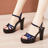 Woman Sexy High Heels Ladies Summer Dress Shoes For Women 2022 Female Leather Platform Wedge Heel Elegant Sandal 32 35 36 37