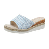 Breakj 2025 New Pine Cake Heel Toe Cool Slippers Cloth One-Word Drag Cloth Women's
