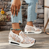 Breakj Women 2025 Spring Korean Version Of The New Lace Mesh Casual Heel High-Shoe High-Shoe Women's Single