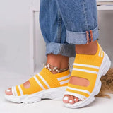 Women Sandals Open Toe Wedges Platform Ladies Shoes Knitting Lightweight Sneakers Sandals Big Size 35-43 Zapatos
