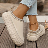 Breakj Thick Bottom Slippers Women In The Autumn And Winter Of 2025 New With Velvet Thicken And Warm Cotton Slippers